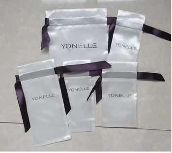 custom logo jewelry gift wig storage and packaging silk pouch drawstring satin bags for hair bundles