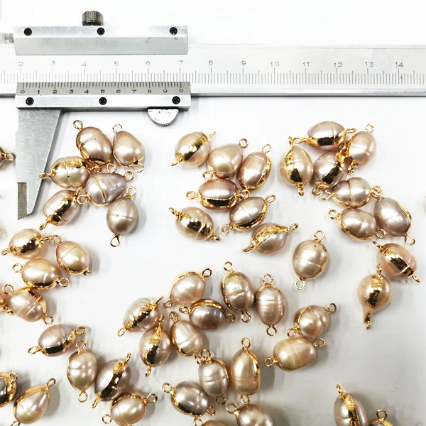 
New Freshwater Baroque Pearl Connector 18K Gold Plated Double Hook DIY Pearl Jewelry Accessories 