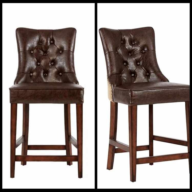 Classic tufted leather bar stool chair counter stool for night club furniture