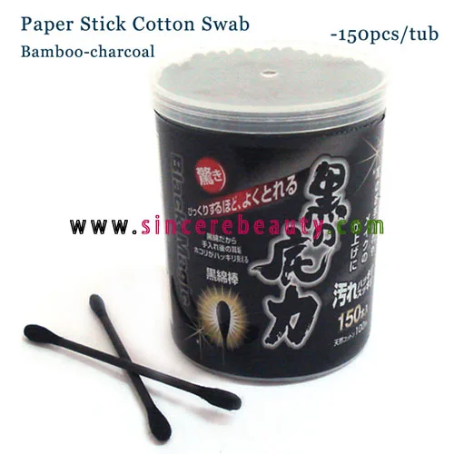 Экологичный ватный тампон из бамбукового угля с двумя острыми ватными палочками 100 шт. в ванне откидной крышкой