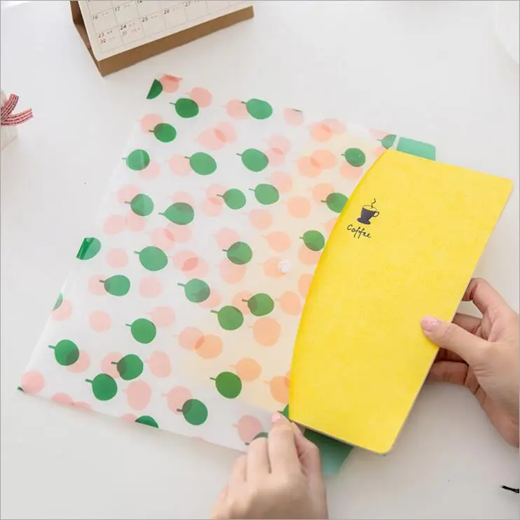 New Kawaii A4 pouch bag Korean Office School Filing Products Document Bag Cute Buckle Closure Envelope File Folder