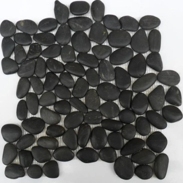 
Black Stone With White Veins Cobblestone Floor Tile For Bathroom 