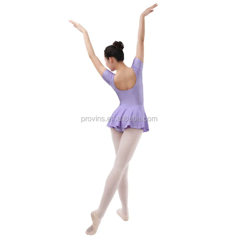Hot Sale Girls Short Sleeve Dress Adult Ballet Training Skirted leotards