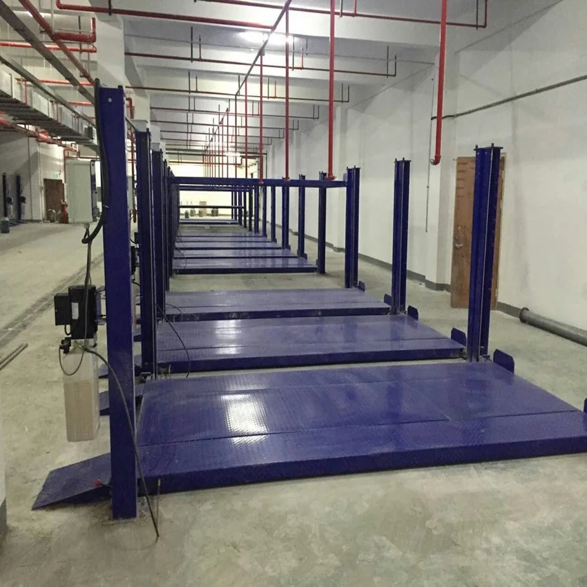 Cheap four post parking lift with two car spaces coat paint 4000kgs car lift