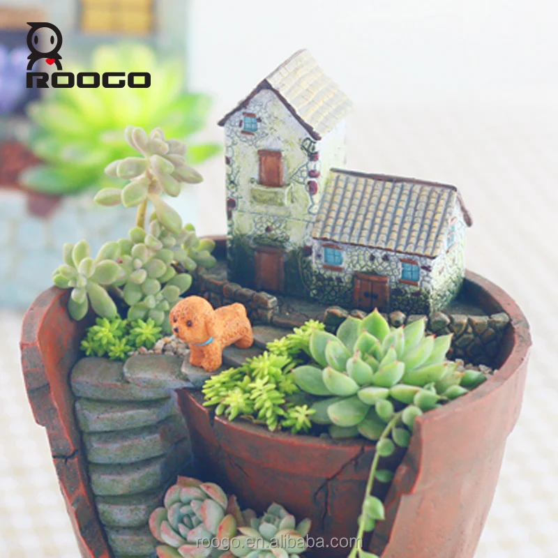 Roogo садовый в воздухе полимерный суккулент бонсай деревенский коттедж цветочный горшок многоместный горшок домашний и садовый декор