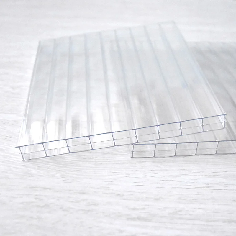 Clear plastic roofing panels 16mm triple wall polycarbonate hollow sheet