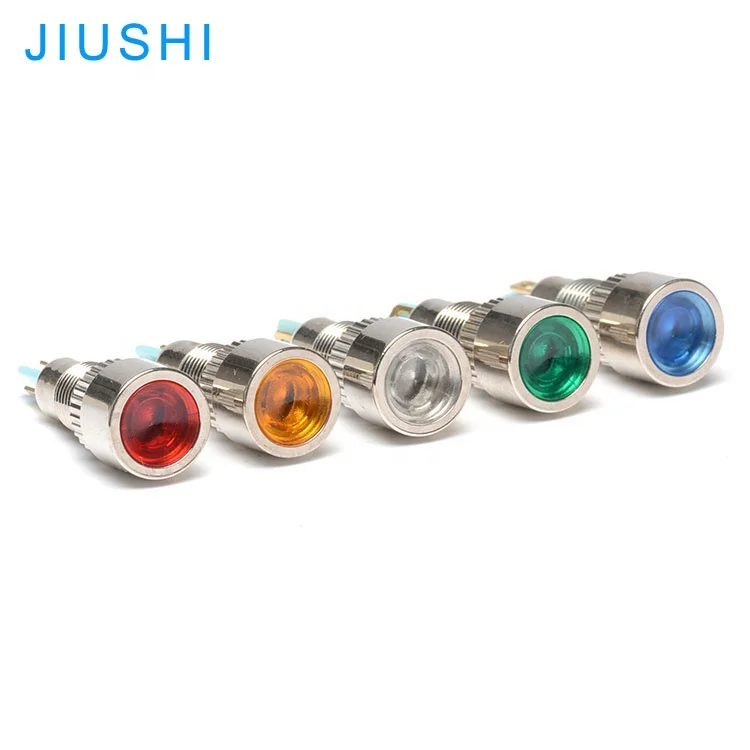 
A8-2 waterproof metal LED indicator mounting hole 8mm round signal lamp 3V 6V 12V 24V 220V red green yellow 