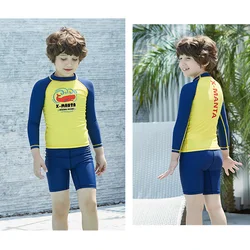 The two sets nylon wetsuit long sleeves uv protection swimwear children