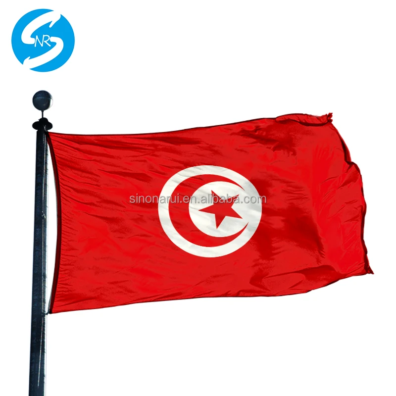 Wholesale 3x5 Ft Polyester Custom Advertising Soccer Banner Tunisia National Flag For Colorful World Cup Football Team