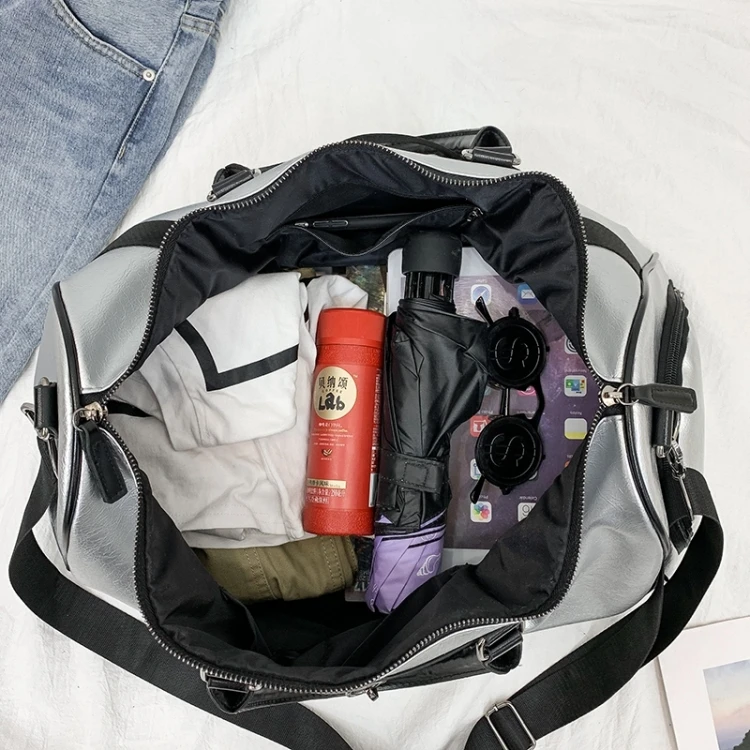 High quality customized private label luxury cylinder shaped zip lock clothes travel yoga duffle gym bag with logo