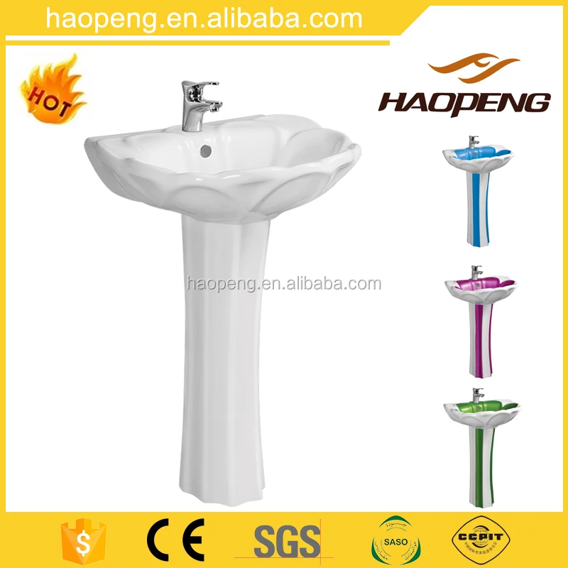 Bathroom ceramic sanitary ware wash hand basin with pedestal