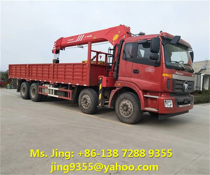 Chile Hot Selling Euro V FOTON 8x4 Cargo Lorry Truck With 14T 16T Folding Crane