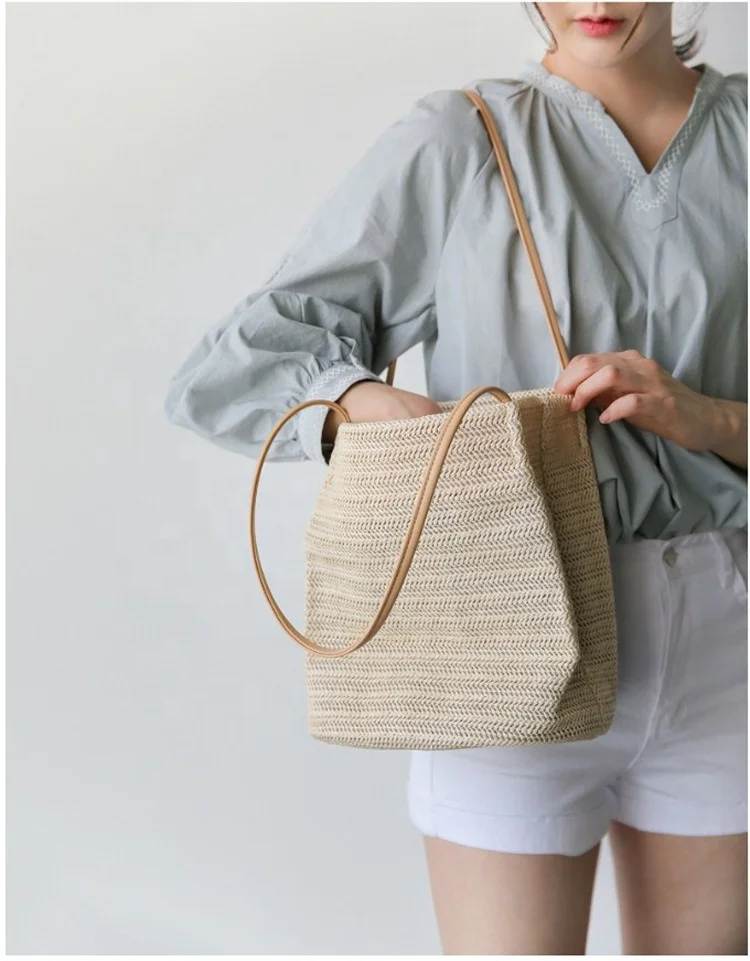 Popular women summer natural raffia straw bag/rattan woven handbag/woven straw bag