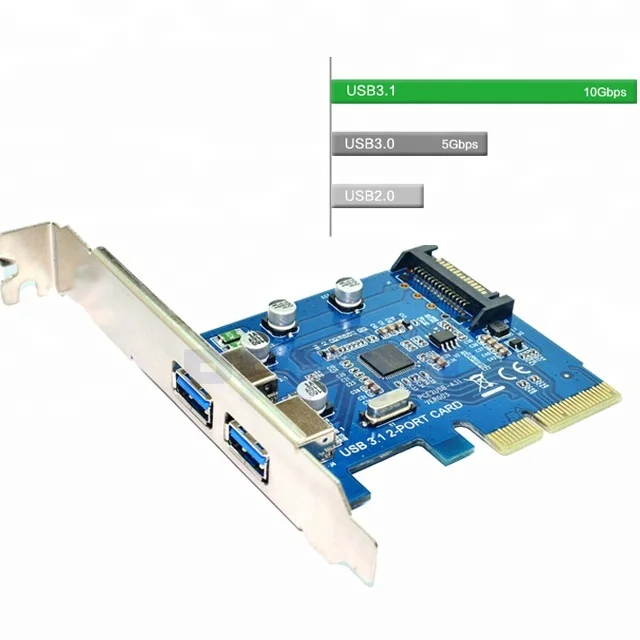 
2 Port USB 3.1 Type A PCIe controller adapter PCI express X4 to 10Gb USB3.1 expansion add on computer adapter card 