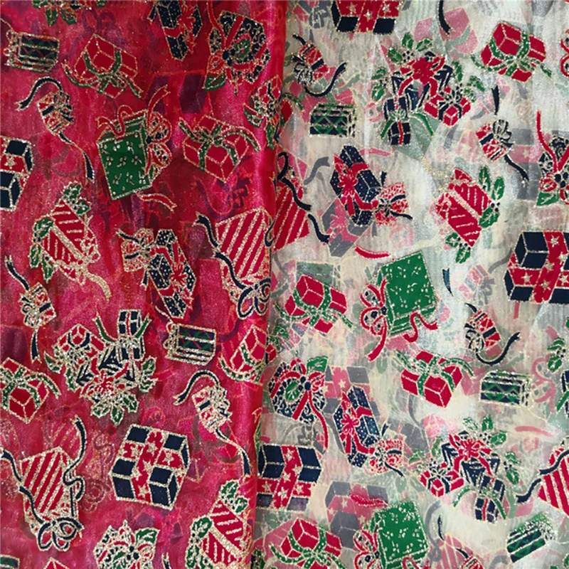 Рождественская Ткань органзы из 100% полиэстера с цифровым принтом