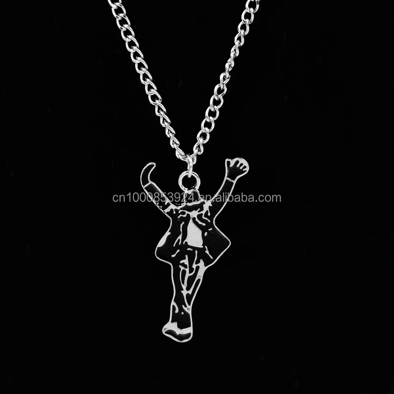 Classic MJ Jewelry Necklace Pop Star Singer Enamel Pendant Dancing Michael Jackson Necklace