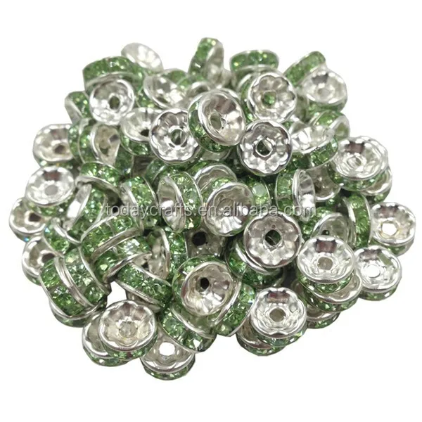 6MM Mixed Crystal Spacer Metal Silver Plated Flat Rondelle Crystal Rhinestone Loose Spacer Beads For DIY Jewelry Making