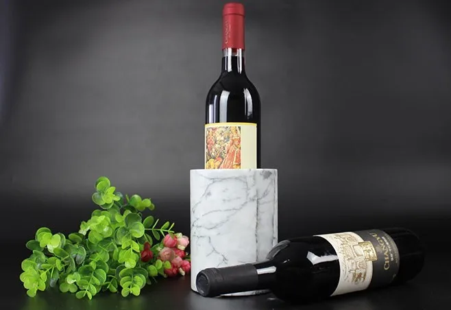 Wholesale personalized Marble Ice Bucket for beer and wine bottle holder stand white stone marble chiller ice bucket