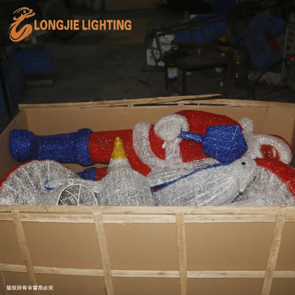 LED lighted outdoor life size santa christmas sleigh