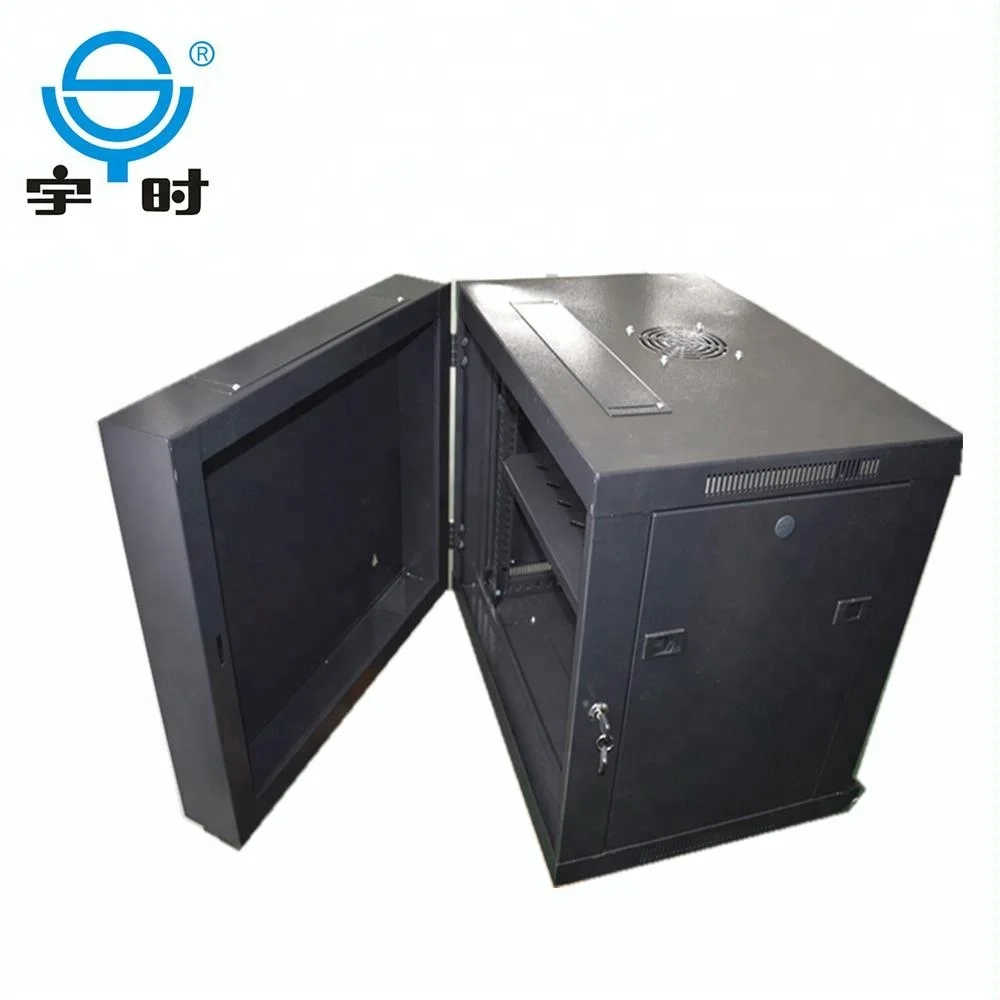 19 inch double section 6u 600x600mm wall mount network rack enclosure with rear door open