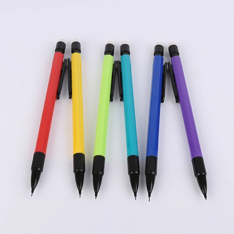 Hexagonal mechanical pencils Suitable for America market The supermarket sale cheap plastic pencil customized logo with eraser