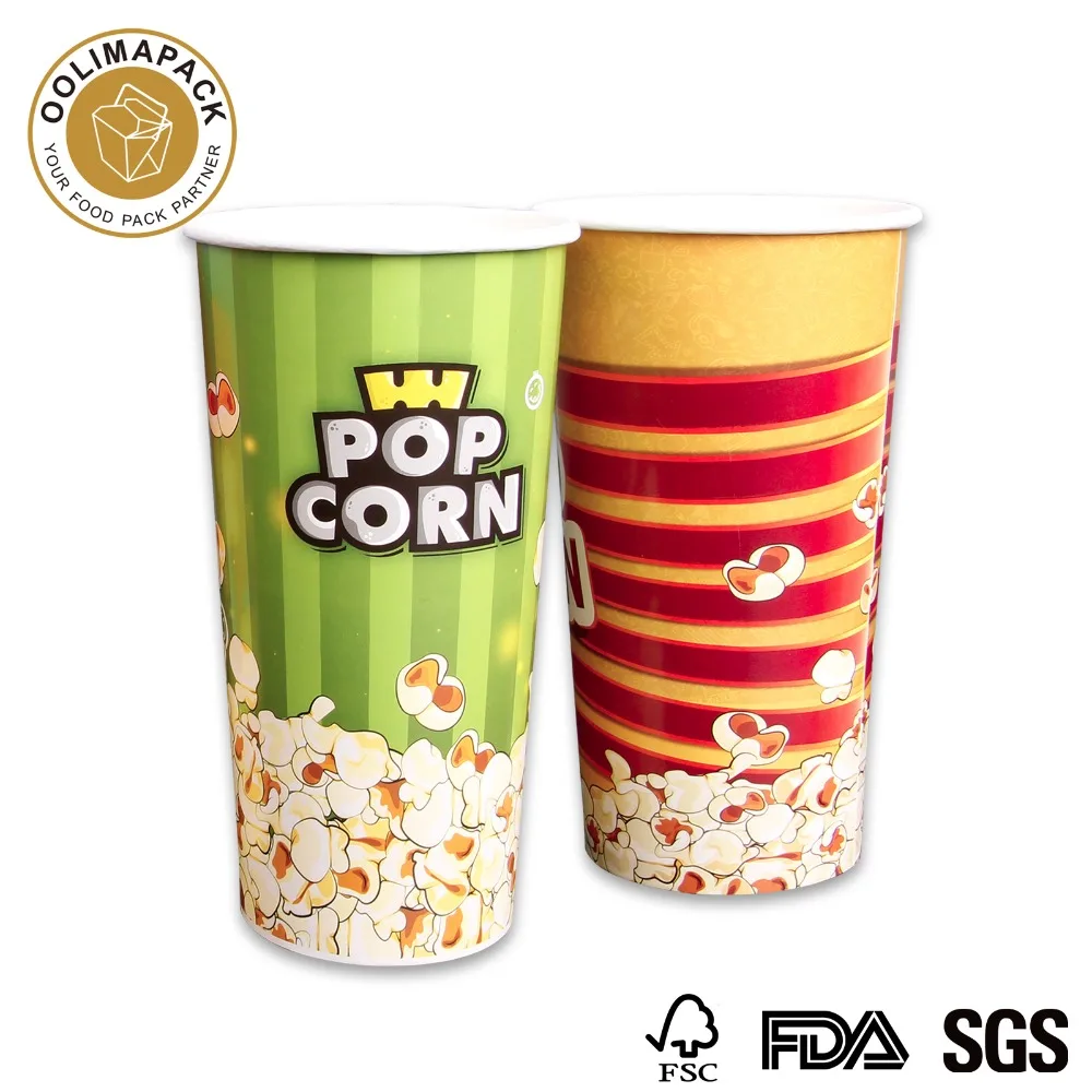 Disposable Paper Chicken Bucket Popcorn Nuggets Bucket with Lid Wholesale