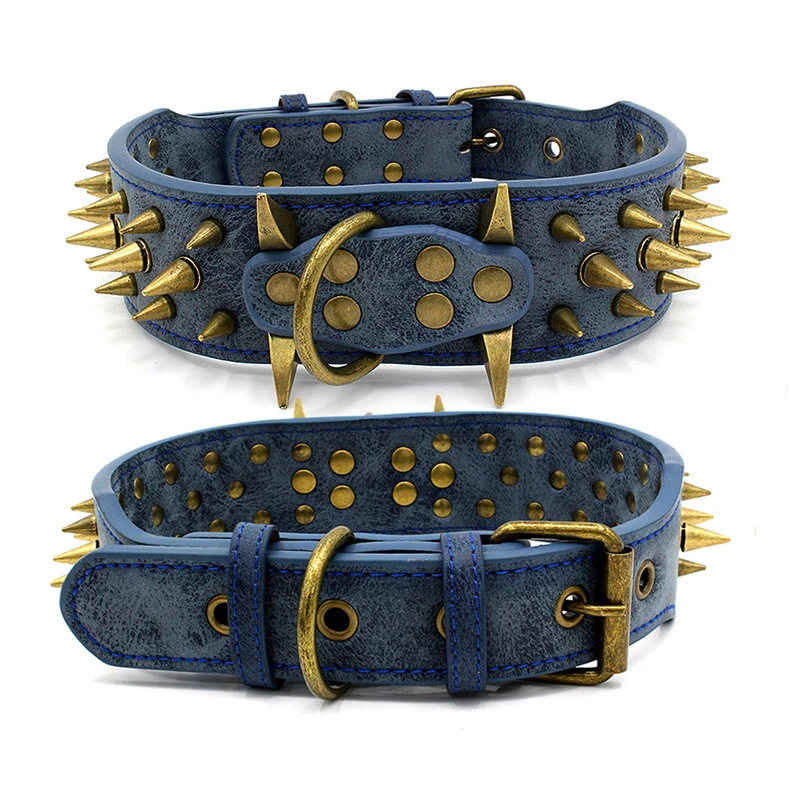 New domineering dog collar large dog bronze rivet pet collar super sharp spike dog collar traction