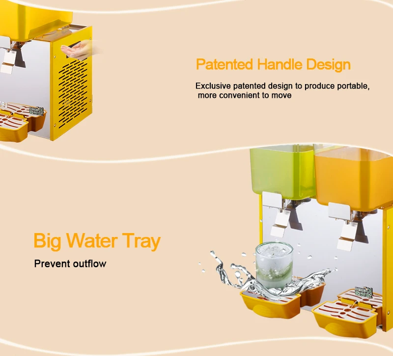 2 tanks Cold Juice Dispenser Beverage Commercial Smoothie Maker Slushy Making Machine with Spigot 18L