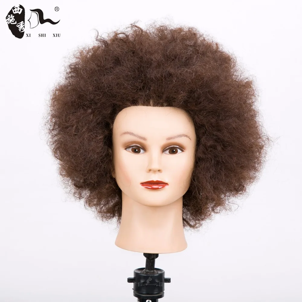 Быстрая доставка косметологический манекен для колледжа Кукольная голова настоящие волосы афро голова-манекен парикмахеров обучение