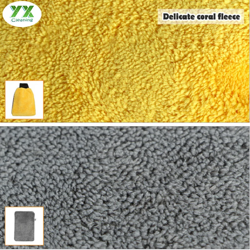 Microfiber wash mitt and care sponge pad car cleaning set