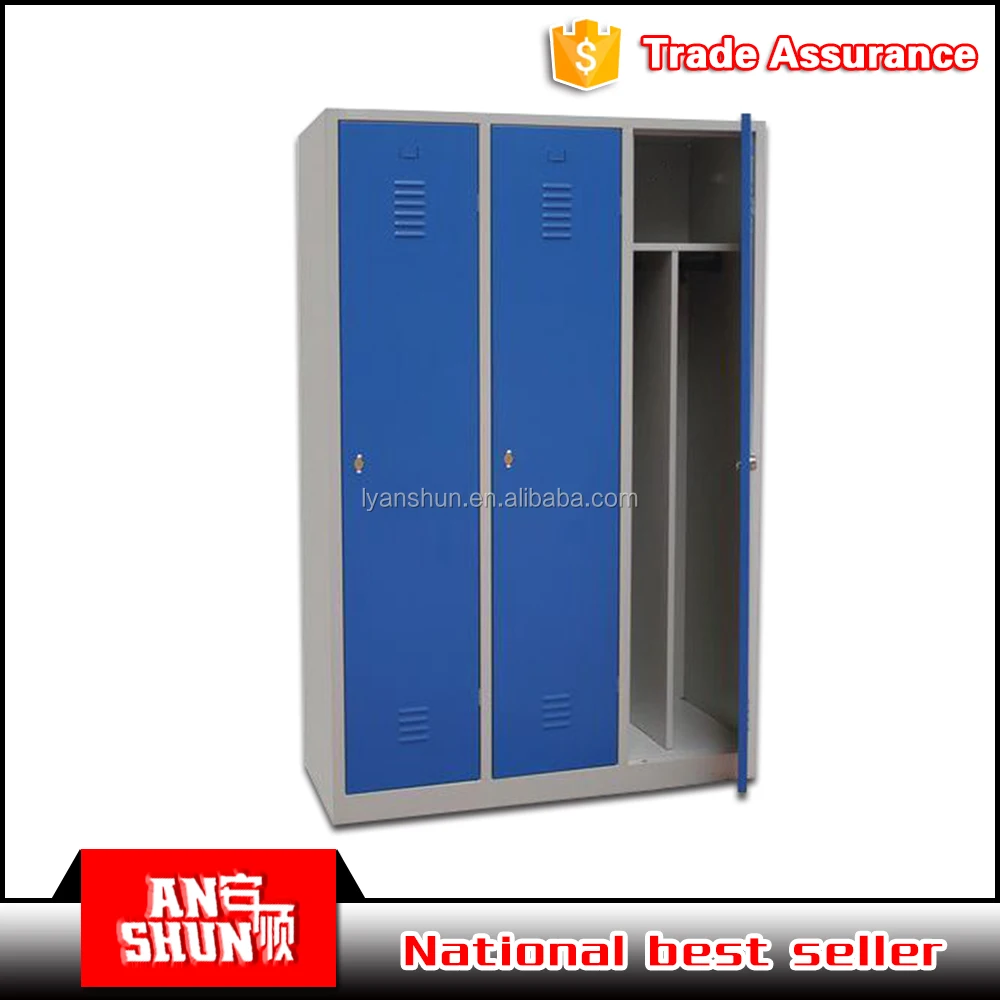 hot sale clothes storage cabinet  used 3 door locker wardrobe metal clothing cupboard metal steel locker cabinet for gym