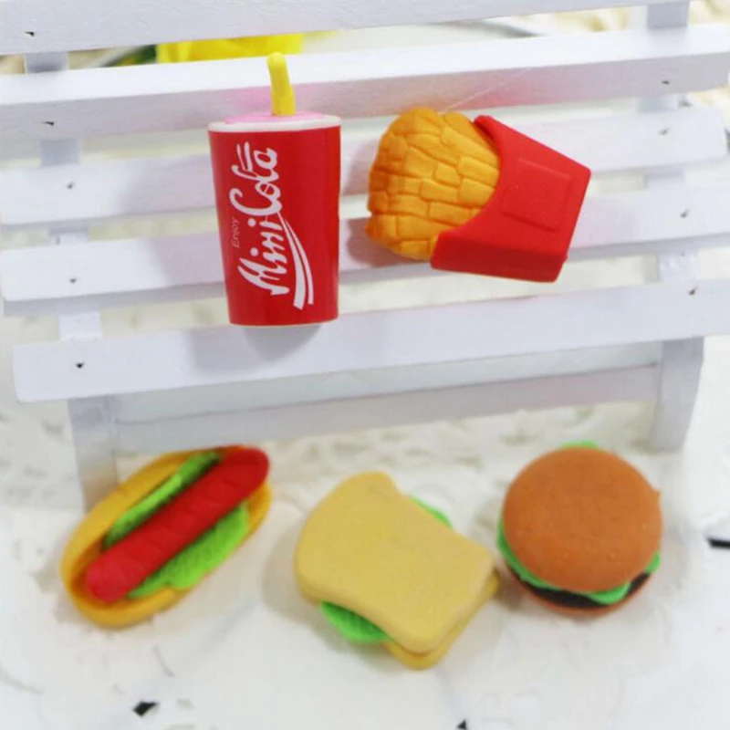 
Yiwu Supplier New Type Food Eraser Hamburg heat slices Eraser 