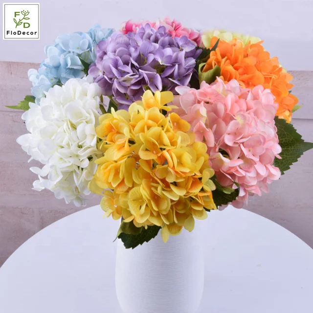 Оптовая продажа искусственных шелковых розовых белых цветов гортензии стебли шелковая ткань для свадебного цветка белый розовый синий