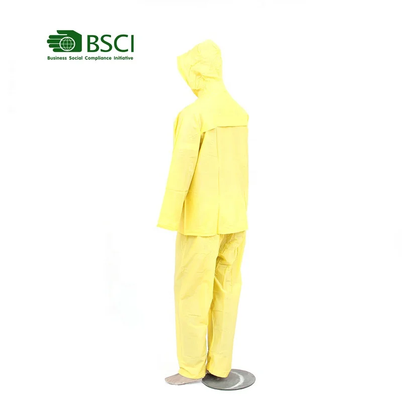 Yellow Color Waterproof Rain Jacket and Pants  PVC Rain Suit