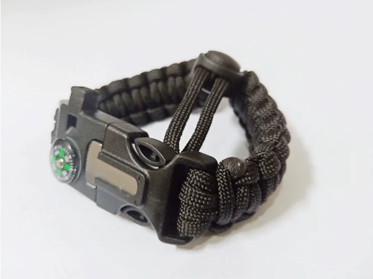 
New Survival tools whistle compass knife flint buckle survival knife bracelet Outdoor bracelet survival with men 