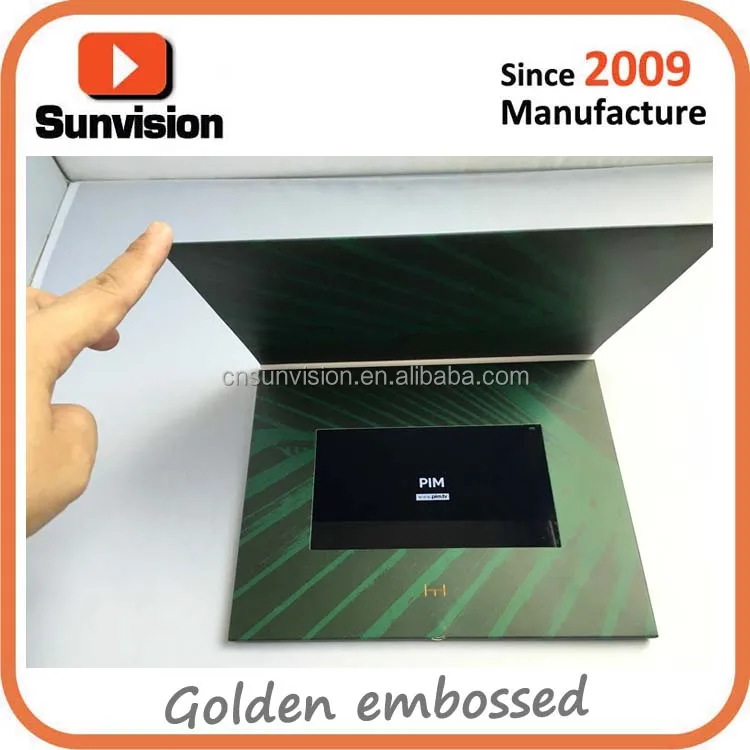 Специальная конструкция 7 дюймов видео брошюра 350gsm в твердом переплете по индивидуальному заказу видео брошюра