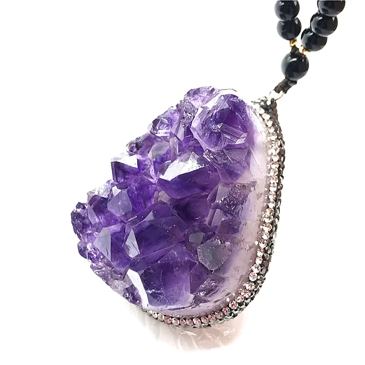 Hot sale Amethyst crystal cluster quartz pendant Amethyst Quartz rock pendant Healing crystal