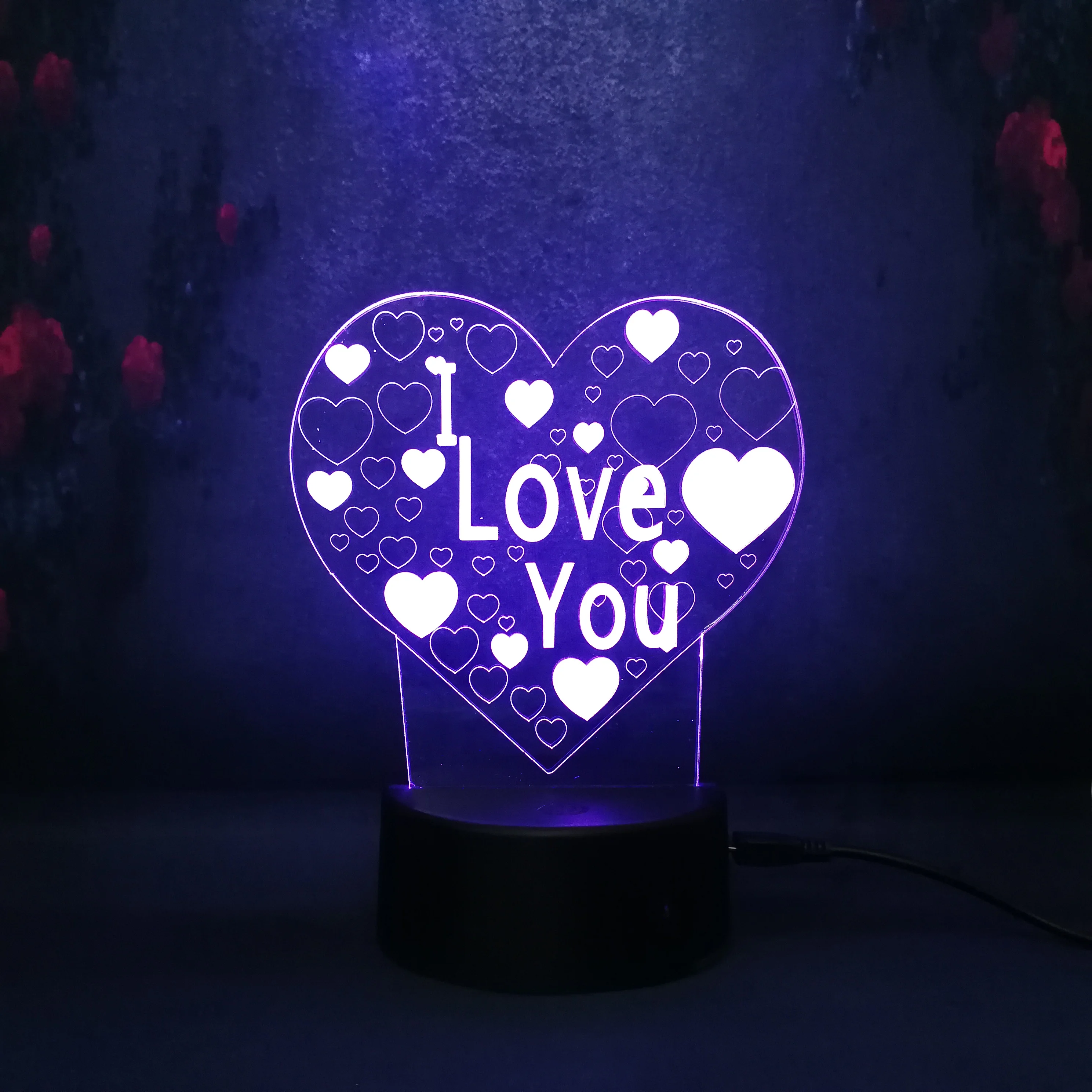 Creative heart I Love You 3D LED Touch LAMP RGB Night Light Table Bedroom Bedside Decor Girlfriend Lover Gift lava lighting