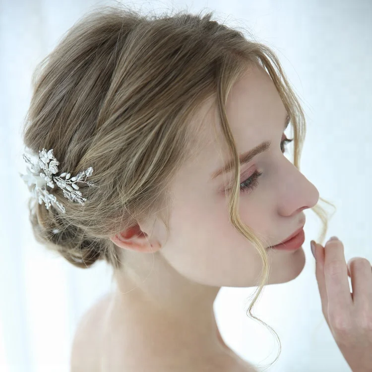 Элегантные Головные Уборы Заколка Бохо Нежный Кристалл белый фарфор цветок Свадебный зажим для волос свадебное украшение для волос ювелирные изделия