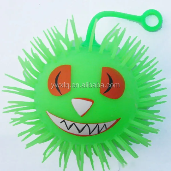 KEHUI Wholesale Flashing Puffer Ball Party Favor Toys Hariy Puffer Ball Inflatable Print Faces Easter toys