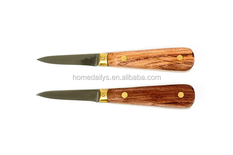 Set of 2 Stainless steel Oyster Shuckking Knife with wood handle