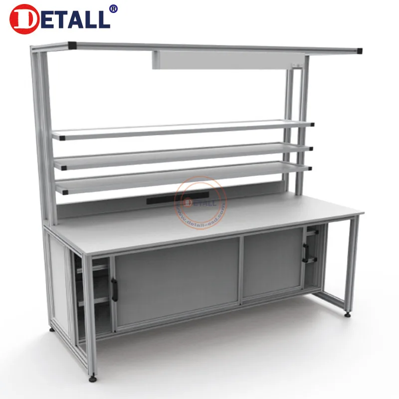 modular industrial electrical aluminium work table with metal straight stand