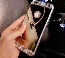 Luxury Rhinestone Diamond Mirror TPU Soft Gel Bling Case Cover For Apple iPhone 5 5s 6 4.7“ 6 plus 5.5“ Case Back Cover