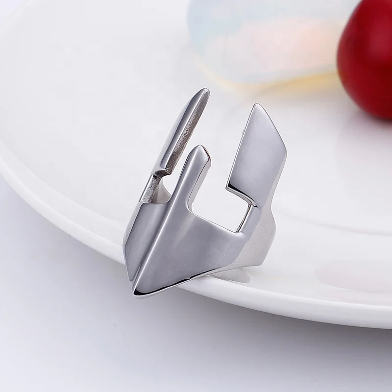 New Design Spartan Warrior Mask 316L Stainless Steel Men Rings