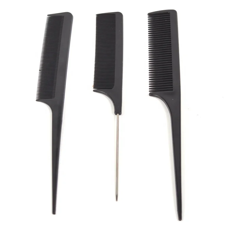 Wholesale 10pcs set black Hair Stying Hair Salon Tools Hairdressing Brush Comb Set