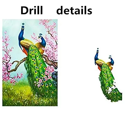 Pretty green peacock art canvas painting diamond painting