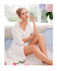 Летняя рубашка Женская хлопковая белая рубашка с длинным рукавом бойфренд рубашка домашнее платье Соблазнительные Свободные повседневные платья миди 100% хлопок