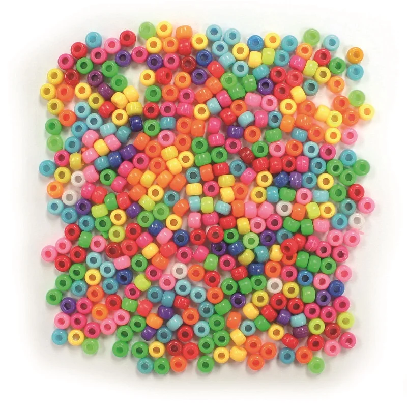
Yiwu huaxuan wholesale supply colored plastic pony bead 6mm*9mm in stock 