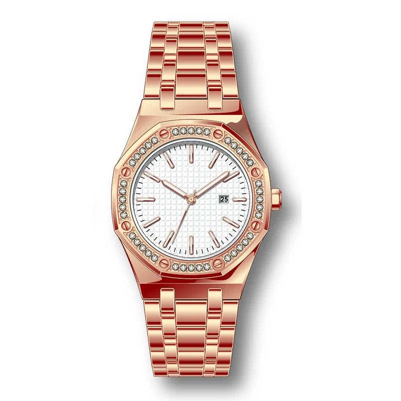 Fashion diamond stainless steel mens watch