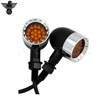 Aluminum Custom Chrome Bezel Vintage Motorcycle Turn Signal Lights